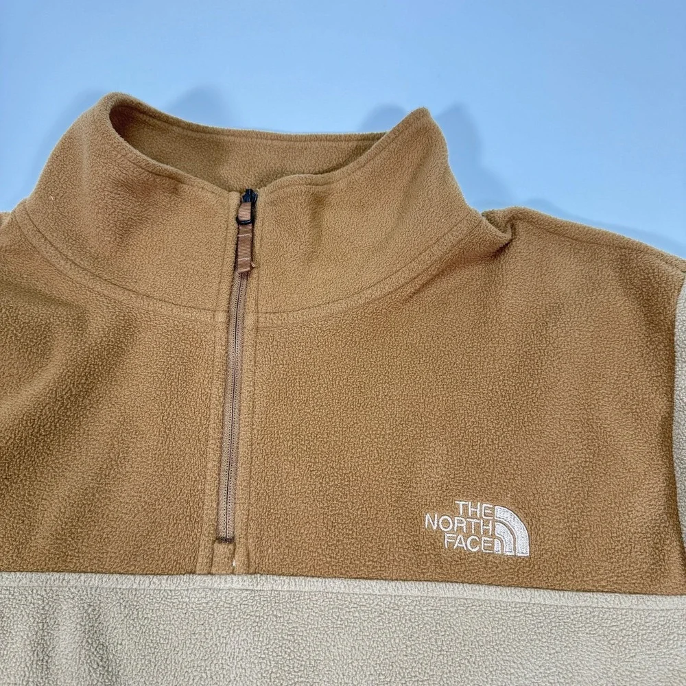 The North Face Mens L Brown Fleece Quarter Zip Pullover Mock Neck Outdoor